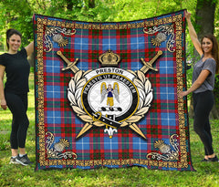 Preston Tartan Crest Premium Quilt - Celtic Thistle Style