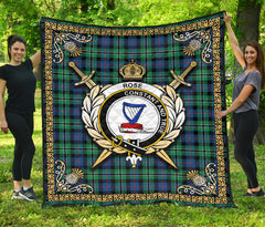 Rose Hunting Ancient Tartan Crest Premium Quilt - Celtic Thistle Style