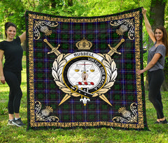 Russell Modern Tartan Crest Premium Quilt - Celtic Thistle Style