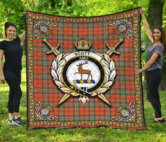 Scott Ancient Tartan Crest Premium Quilt - Celtic Thistle Style