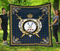 Sempill Modern Tartan Crest Premium Quilt - Celtic Thistle Style