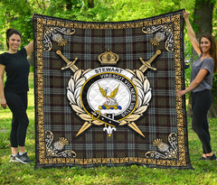 Stewart Old Weathered Tartan Crest Premium Quilt - Celtic Thistle Style