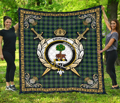 Swinton Tartan Crest Premium Quilt - Celtic Thistle Style