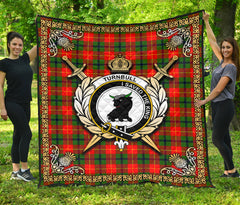 Turnbull Dress Tartan Crest Premium Quilt - Celtic Thistle Style