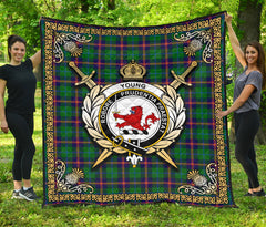 Young Modern Tartan Crest Premium Quilt - Celtic Thistle Style