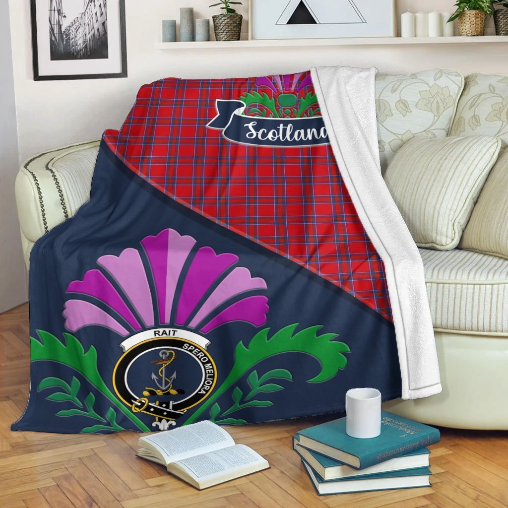 Rait Tartan Crest Premium Blanket - Thistle Style