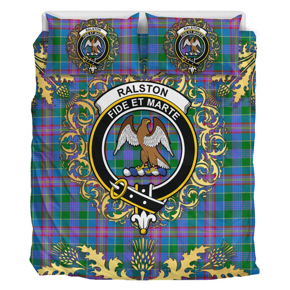 Ralston 01 Tartan Crest Bedding Set - Golden Thistle Style