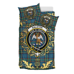 Ralston Tartan Crest Bedding Set - Golden Thistle Style