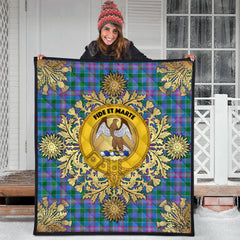 Ralston Tartan Crest Premium Quilt - Gold Thistle Style