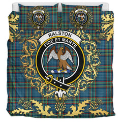 Ralston Tartan Crest Bedding Set - Golden Thistle Style