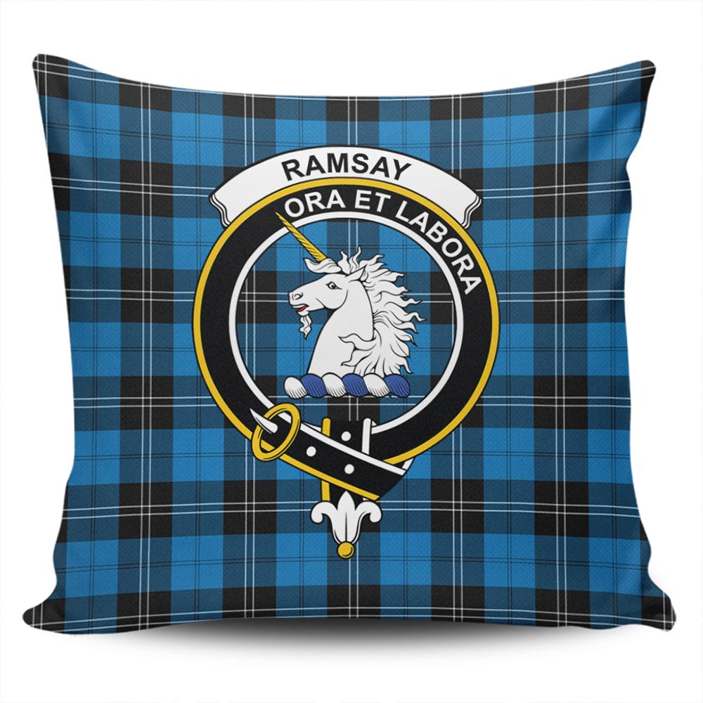 Scottish Ramsay Blue Ancient Tartan Crest Pillow Cover - Tartan Cushion Cover