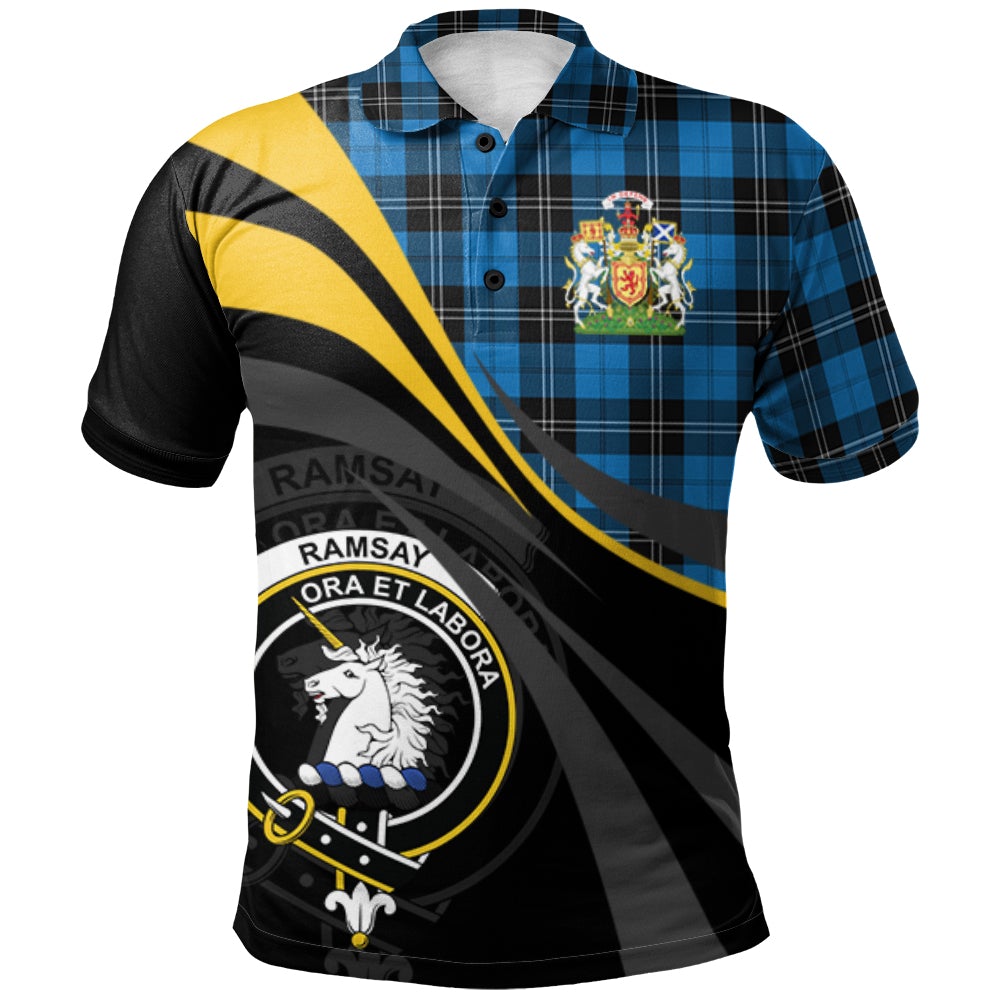 Ramsay Blue Ancient Tartan Polo Shirt - Royal Coat Of Arms Style