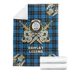 Ramsay Blue Ancient Tartan Gold Courage Symbol Blanket