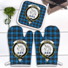 Ramsay Blue Ancient Tartan Crest Oven Mitt And Pot Holder (2 Oven Mitts + 1 Pot Holder)