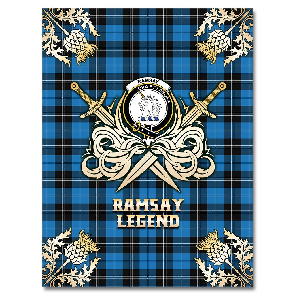 Ramsay Blue Ancient Tartan Gold Courage Symbol Blanket