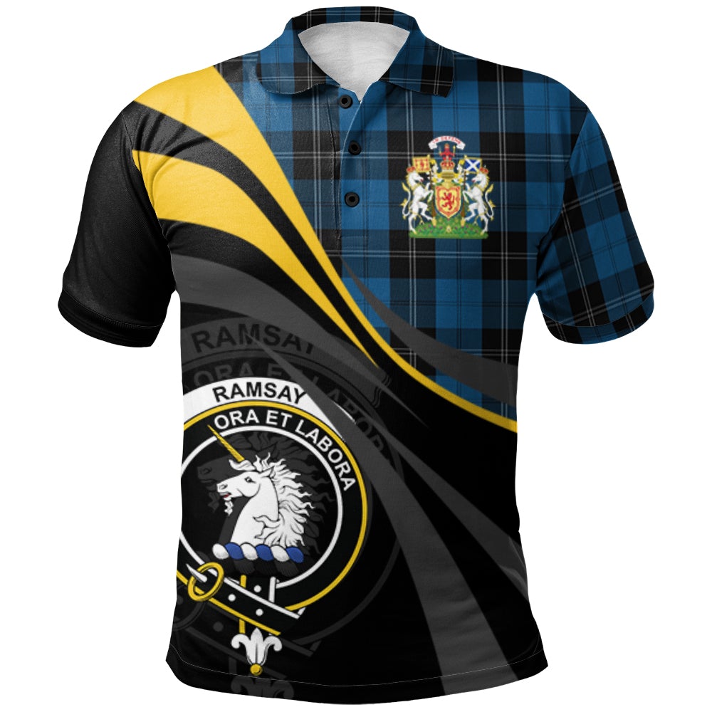 Ramsay Blue Hunting Tartan Polo Shirt - Royal Coat Of Arms Style