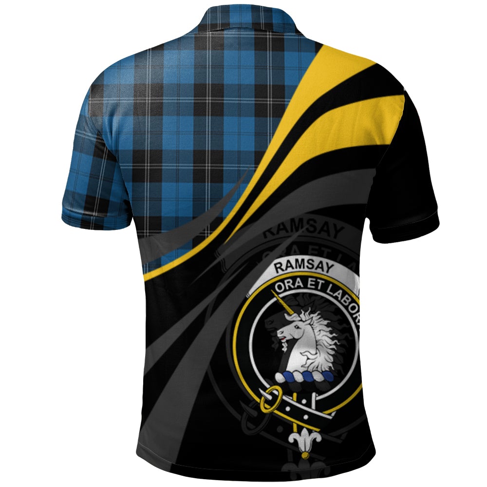 Ramsay Blue Hunting Tartan Polo Shirt - Royal Coat Of Arms Style