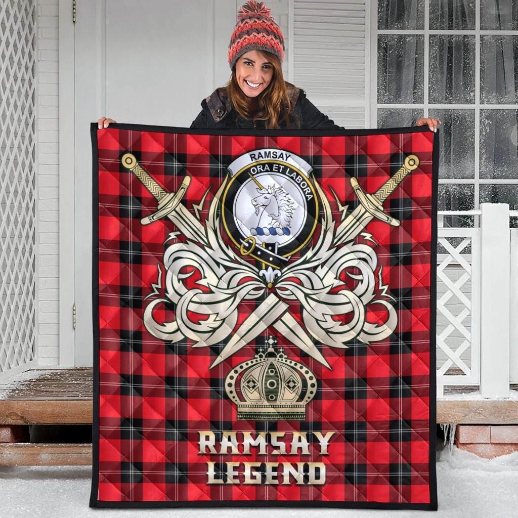 Ramsay Modern Tartan Crest Legend Gold Royal Premium Quilt