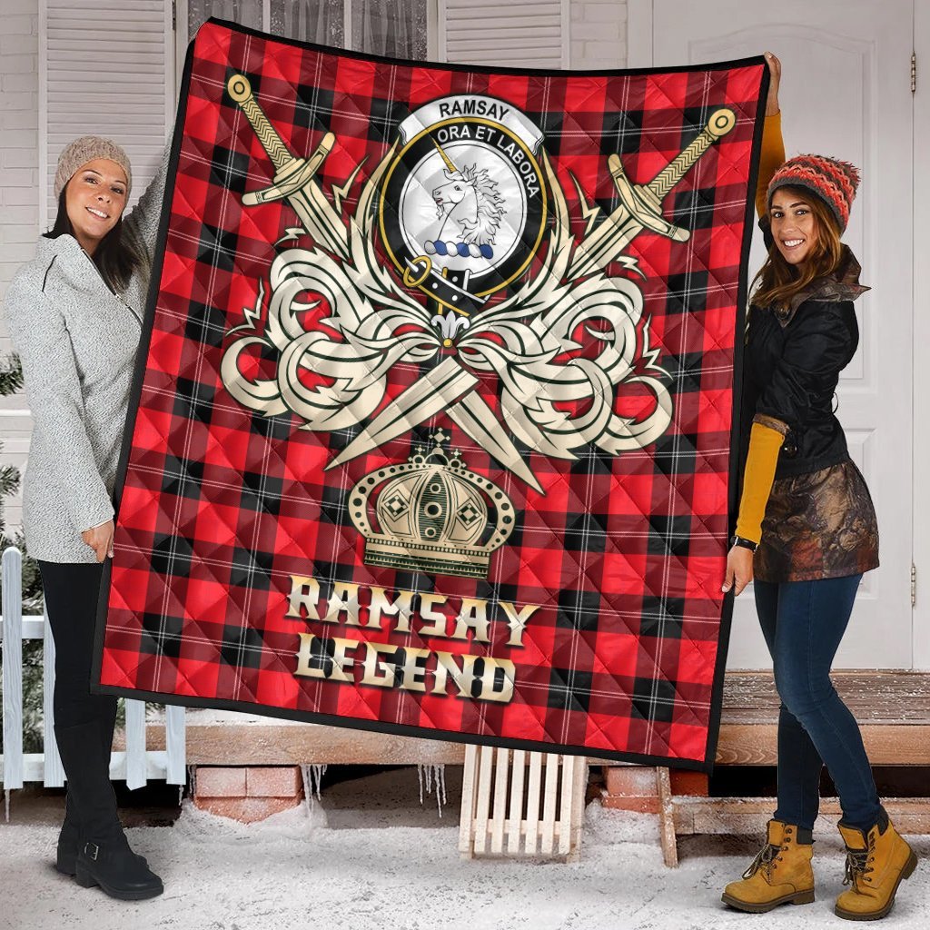 Ramsay Modern Tartan Crest Legend Gold Royal Premium Quilt