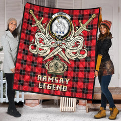 Ramsay Modern Tartan Crest Legend Gold Royal Premium Quilt