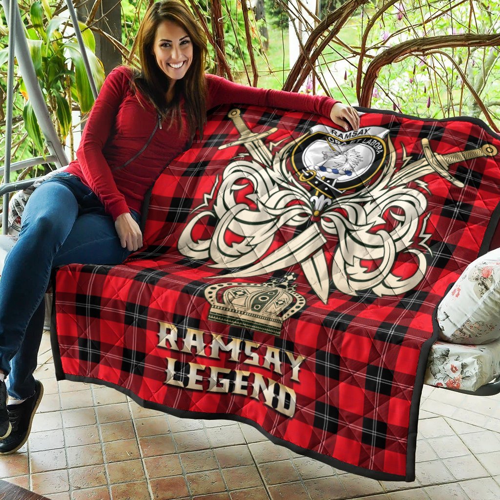 Ramsay Modern Tartan Crest Legend Gold Royal Premium Quilt