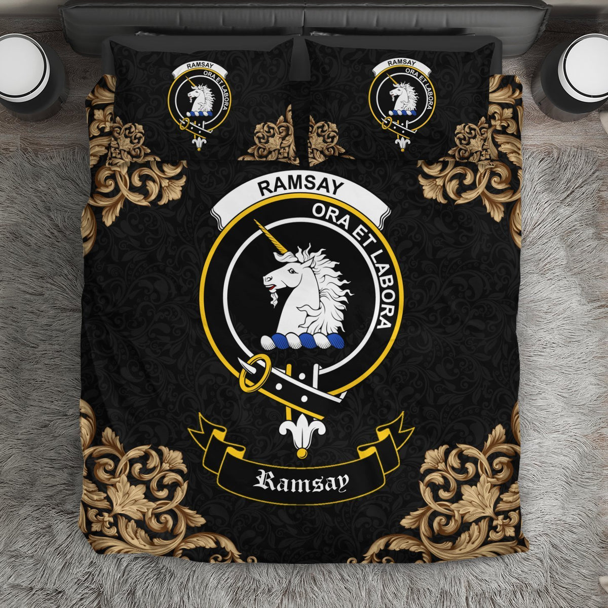 Ramsay Crest Black Bedding Set