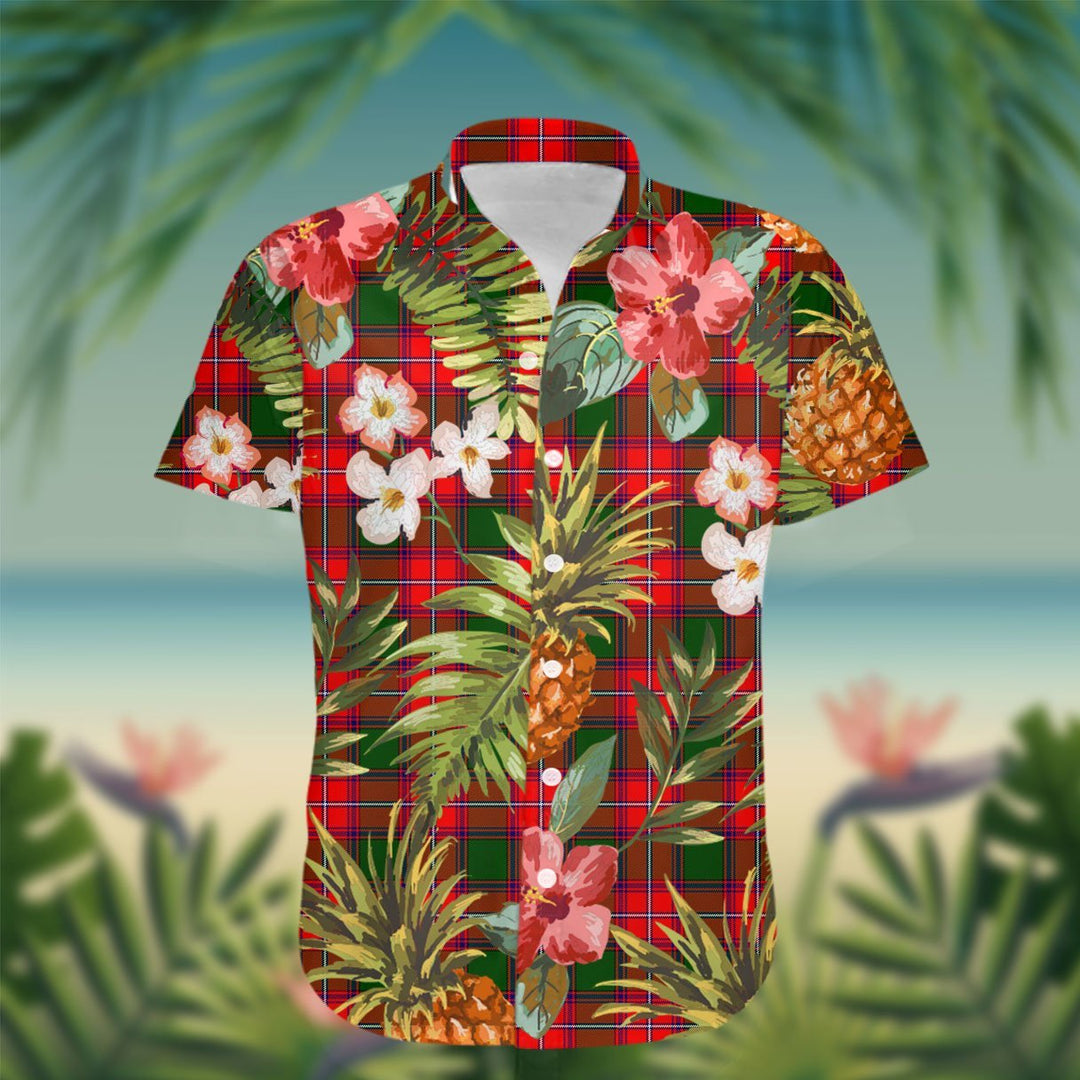Rattray Tartan Hawaiian Shirt Hibiscus, Coconut, Parrot, Pineapple - Tropical Garden Shirt