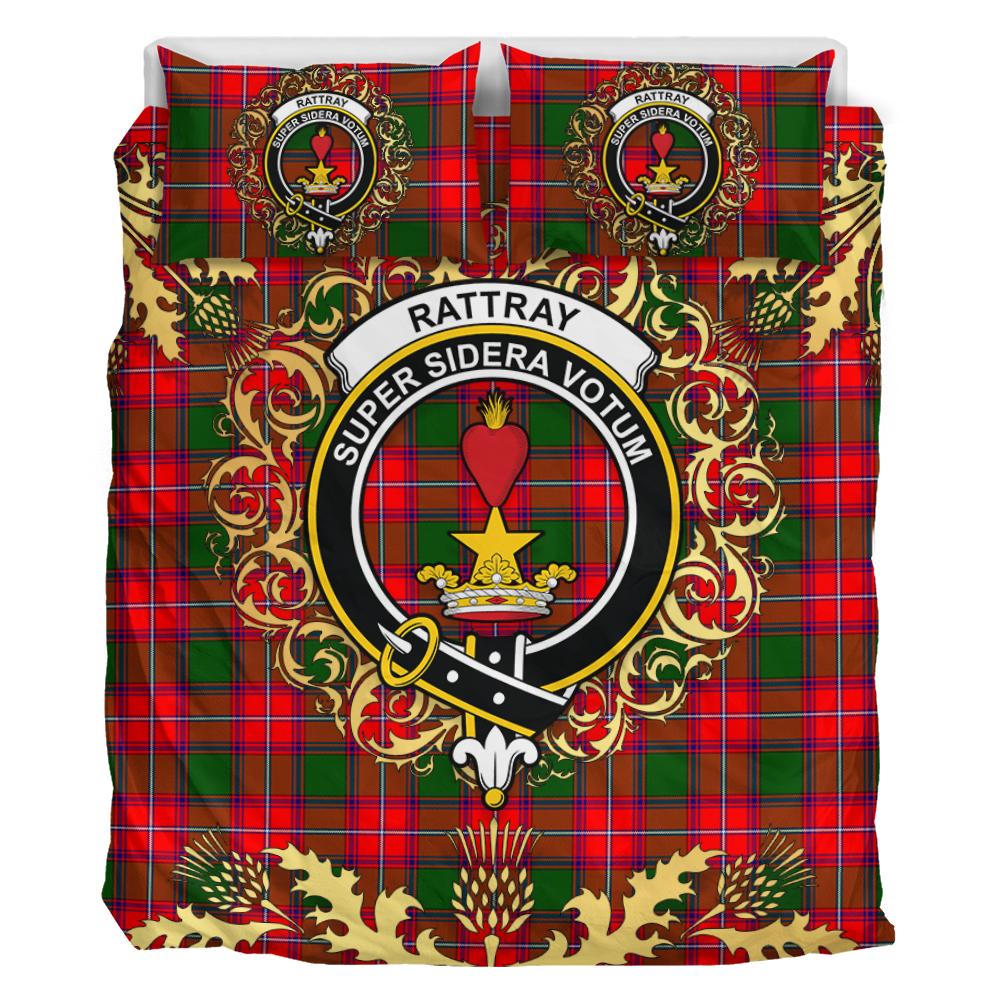 Rattray Modern Tartan Crest Bedding Set - Golden Thistle Style