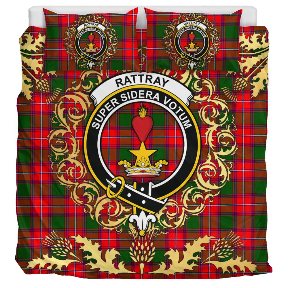 Rattray Modern Tartan Crest Bedding Set - Golden Thistle Style