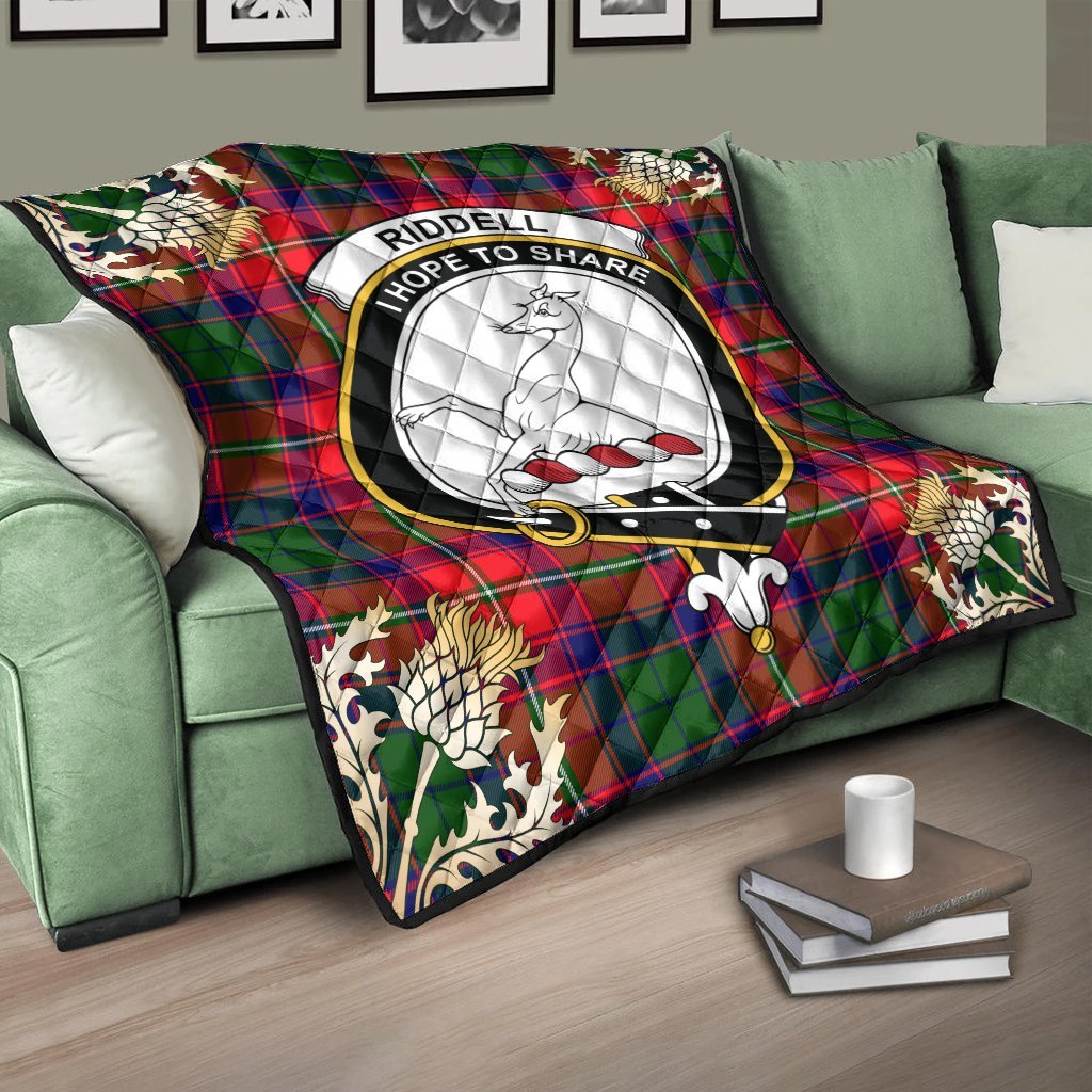 Riddell Tartan Crest Premium Quilt - Gold Thistle Style