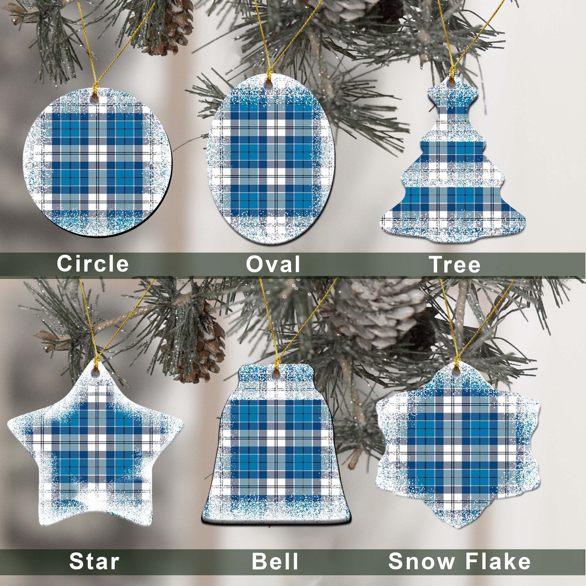 Roberton Tartan Christmas Ceramic Ornament - Snow Style