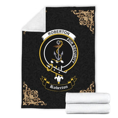 Roberton Crest Tartan Premium Blanket Black