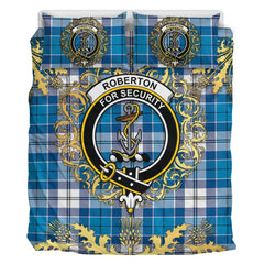 Roberton Tartan Crest Bedding Set - Golden Thistle Style