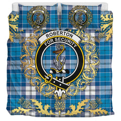 Roberton Tartan Crest Bedding Set - Golden Thistle Style