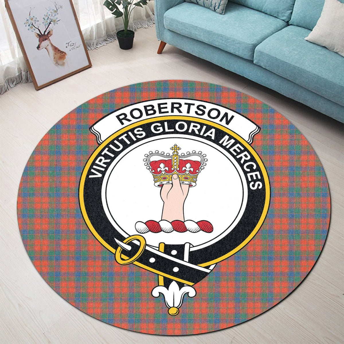 Robertson Ancient Tartan Crest Round Rug
