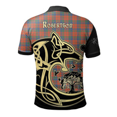 Robertson Ancient Tartan Polo Shirt Viking Wolf