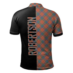 Robertson Ancient Tartan Polo Shirt Half of Me - Cross Style