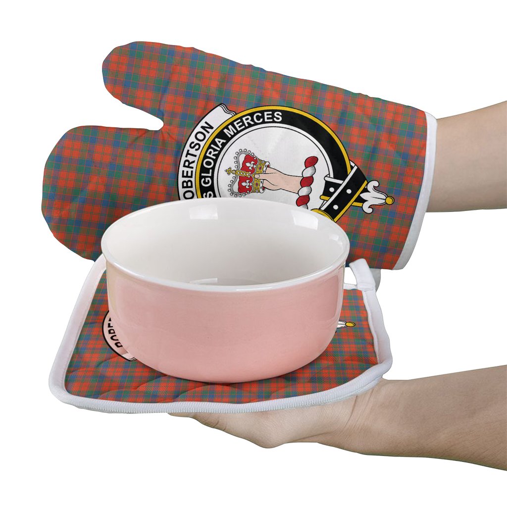 Robertson Ancient Tartan Crest Oven Mitt And Pot Holder (2 Oven Mitts + 1 Pot Holder)