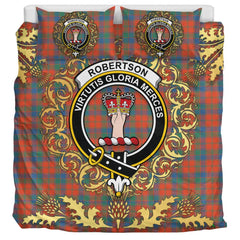 Robertson Ancient Tartan Crest Bedding Set - Golden Thistle Style