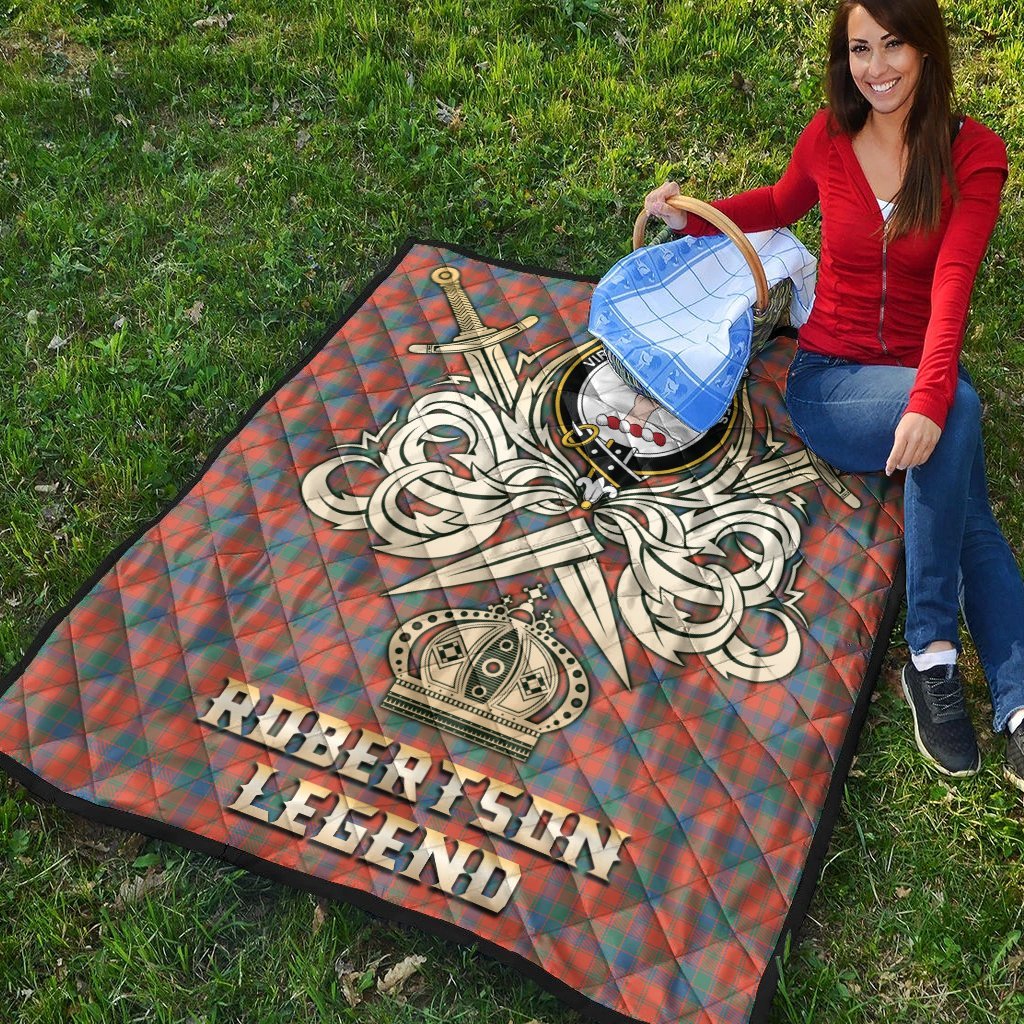 Robertson Ancient Tartan Crest Legend Gold Royal Premium Quilt