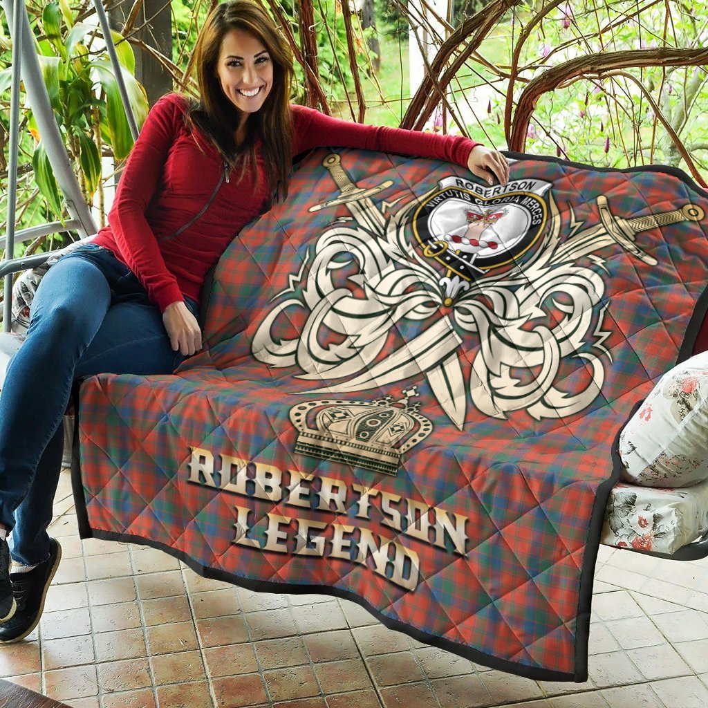Robertson Ancient Tartan Crest Legend Gold Royal Premium Quilt
