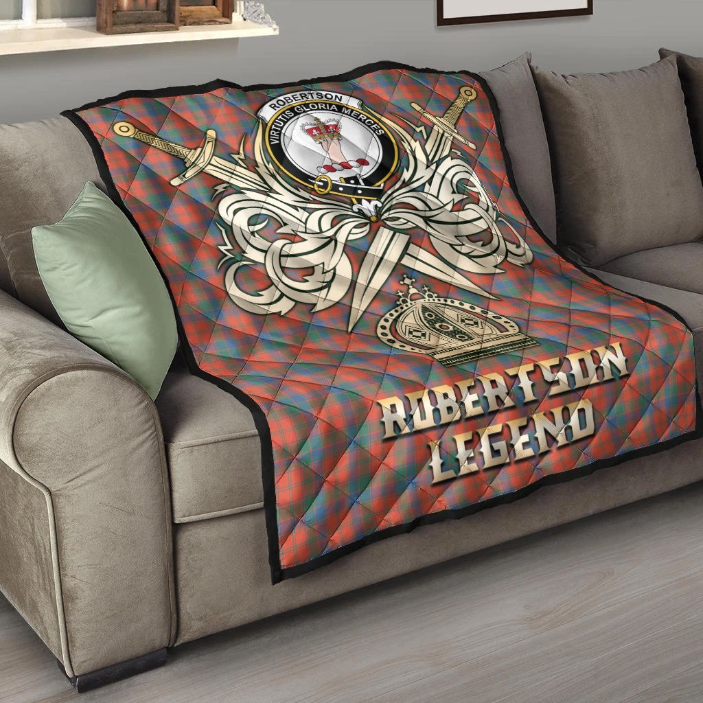 Robertson Ancient Tartan Crest Legend Gold Royal Premium Quilt
