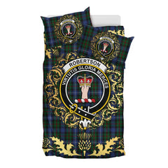 Robertson Hunting 02 Tartan Crest Bedding Set - Golden Thistle Style