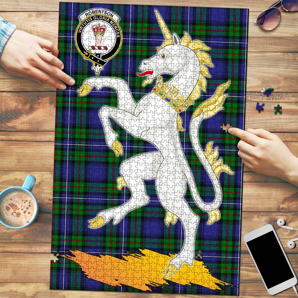 Robertson Hunting Tartan Crest Unicorn Scotland Jigsaw Puzzles