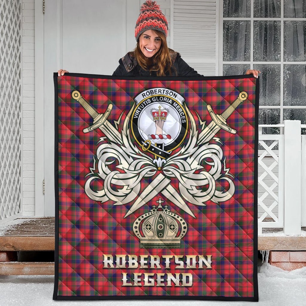 Robertson Modern Tartan Crest Legend Gold Royal Premium Quilt