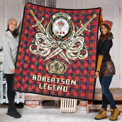 Robertson Modern Tartan Crest Legend Gold Royal Premium Quilt