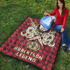 Robertson Modern Tartan Crest Legend Gold Royal Premium Quilt