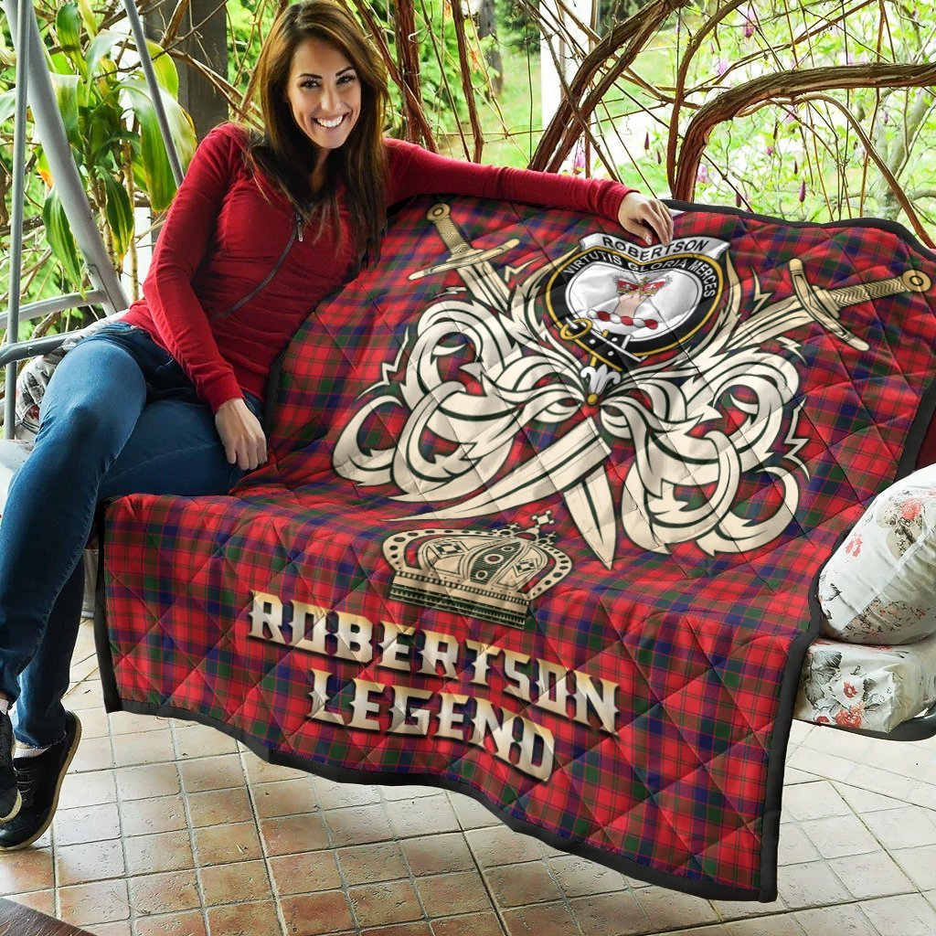 Robertson Modern Tartan Crest Legend Gold Royal Premium Quilt