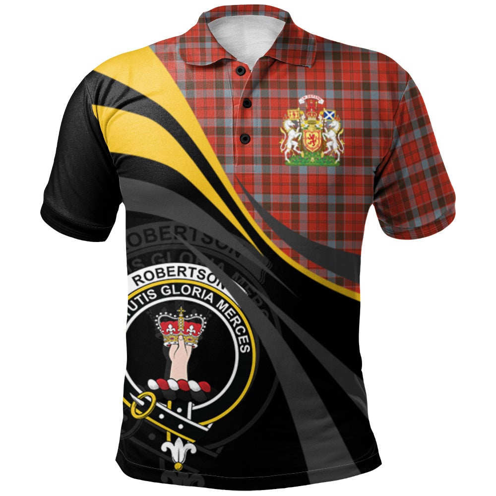 Robertson Weathered Tartan Polo Shirt - Royal Coat Of Arms Style