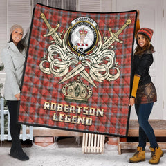 Robertson Weathered Tartan Crest Legend Gold Royal Premium Quilt